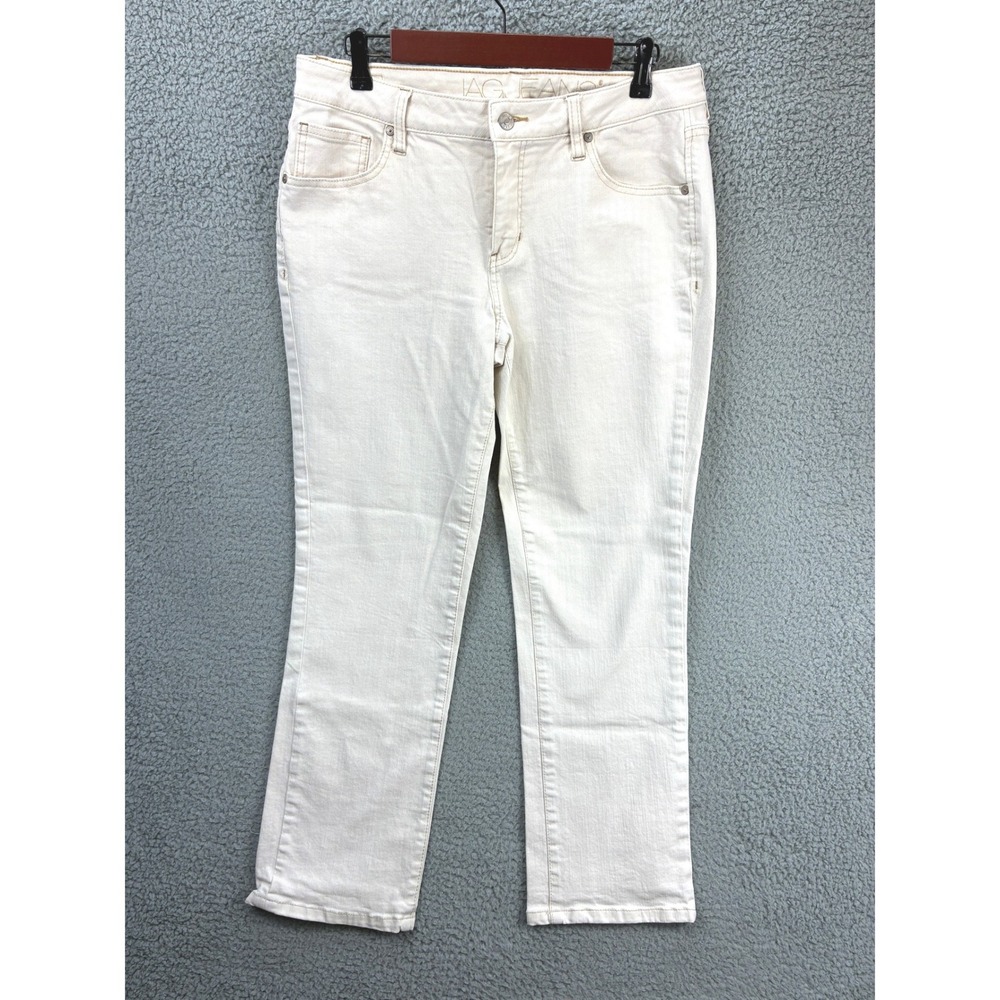 Jag Jeans Relaxed Boyfriend Jeans Womens 12 Cream Stretch Straight Leg Denim Fit